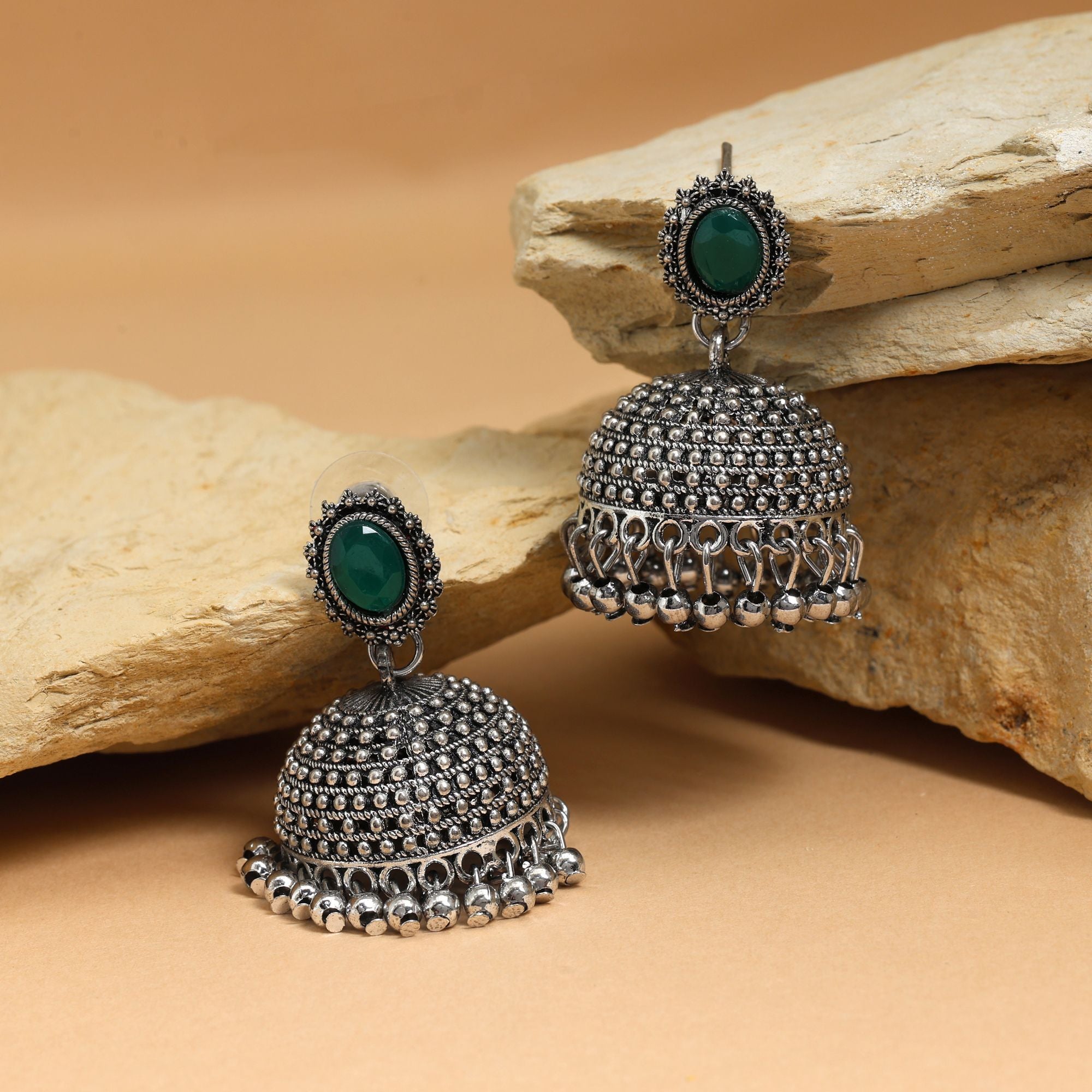 Attractive Green Color Oxidised Earrings Designed For Women’S Bridal Styling, Parties, And Cultural Functions