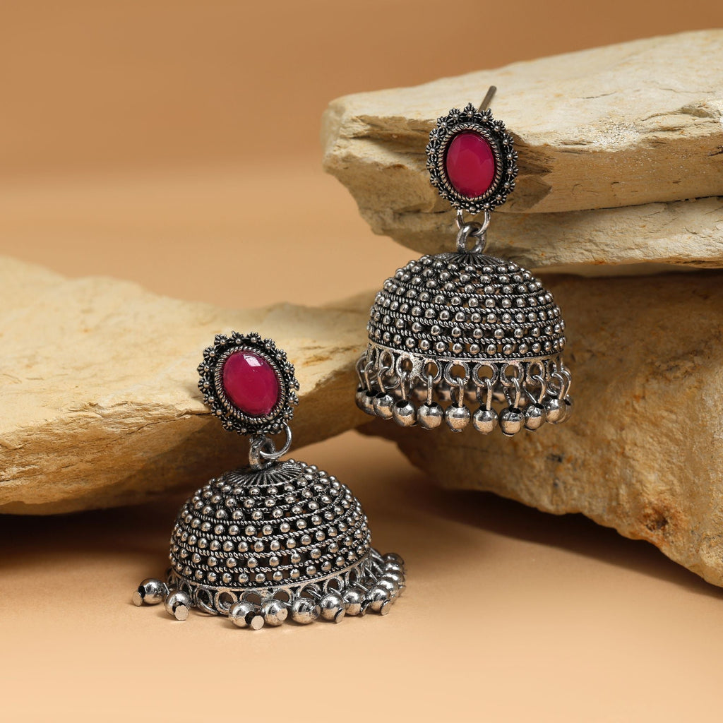 Gorgeous Rani Color Oxidised Earrings Designed For Festivals, Weddings, And Women’S Bridal Fashion Jewelry