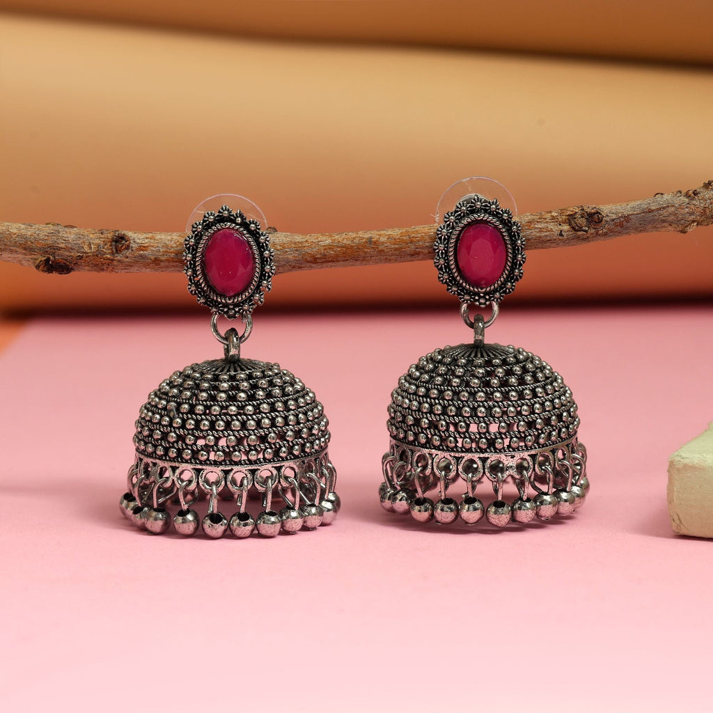 Gorgeous Rani Color Oxidised Earrings Designed For Festivals, Weddings, And Women’S Bridal Fashion Jewelry