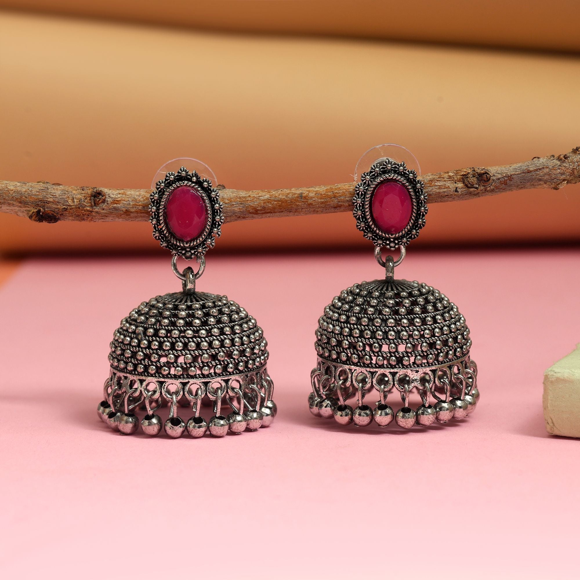 Gorgeous Rani Color Oxidised Earrings Designed For Festivals, Weddings, And Women’S Bridal Fashion Jewelry