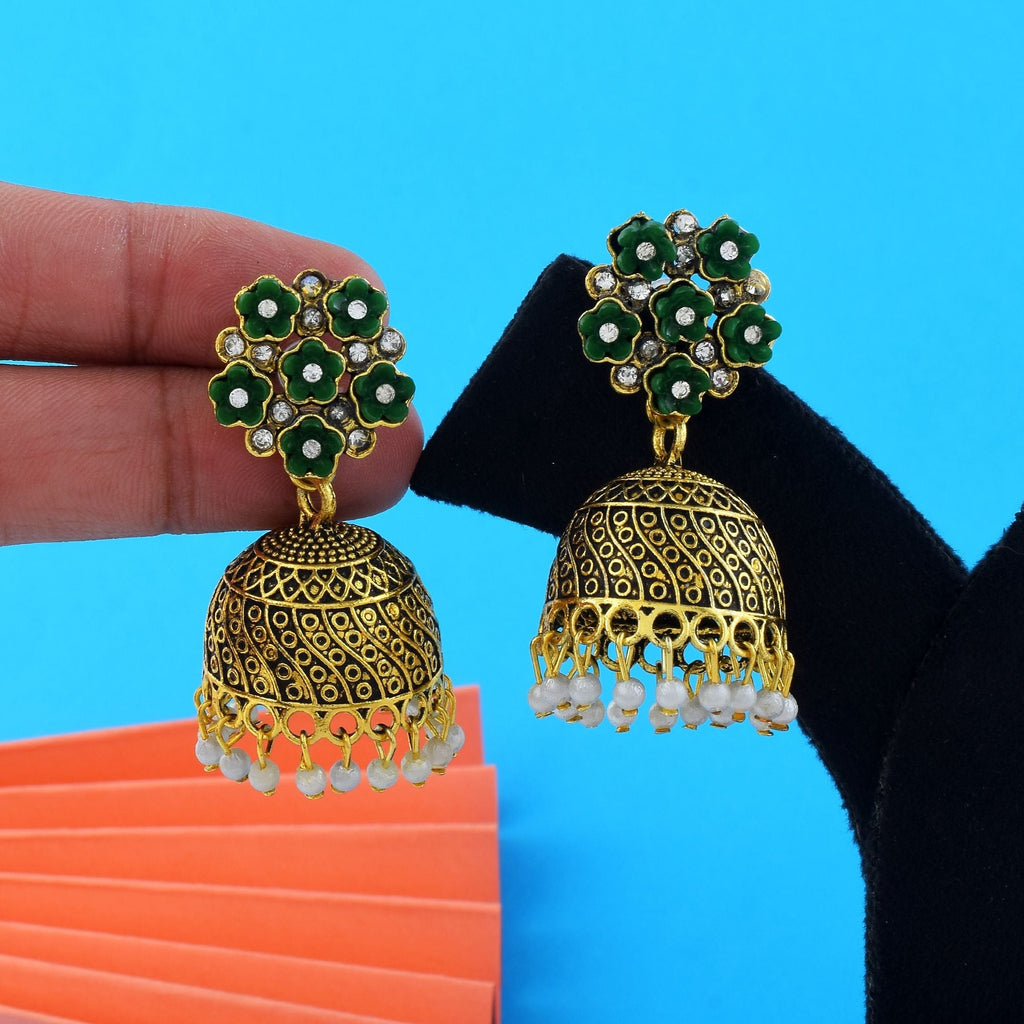 Exclusive Green Color Oxidised Earrings Perfect For Women’S Ethnic Outfits And Daily Fashion Jewelry