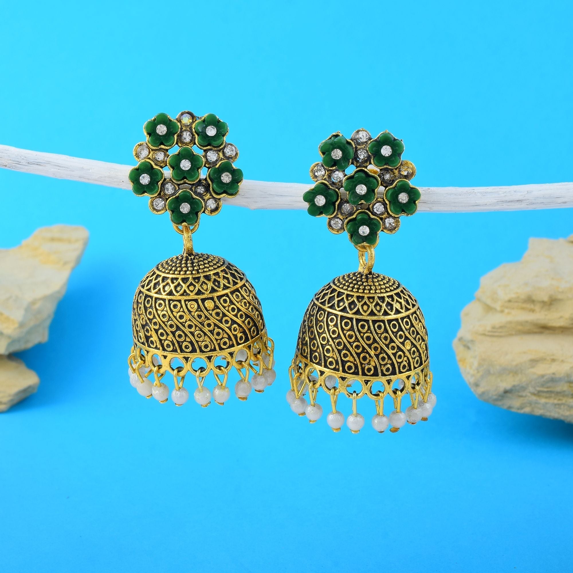 Exclusive Green Color Oxidised Earrings Perfect For Women’S Ethnic Outfits And Daily Fashion Jewelry