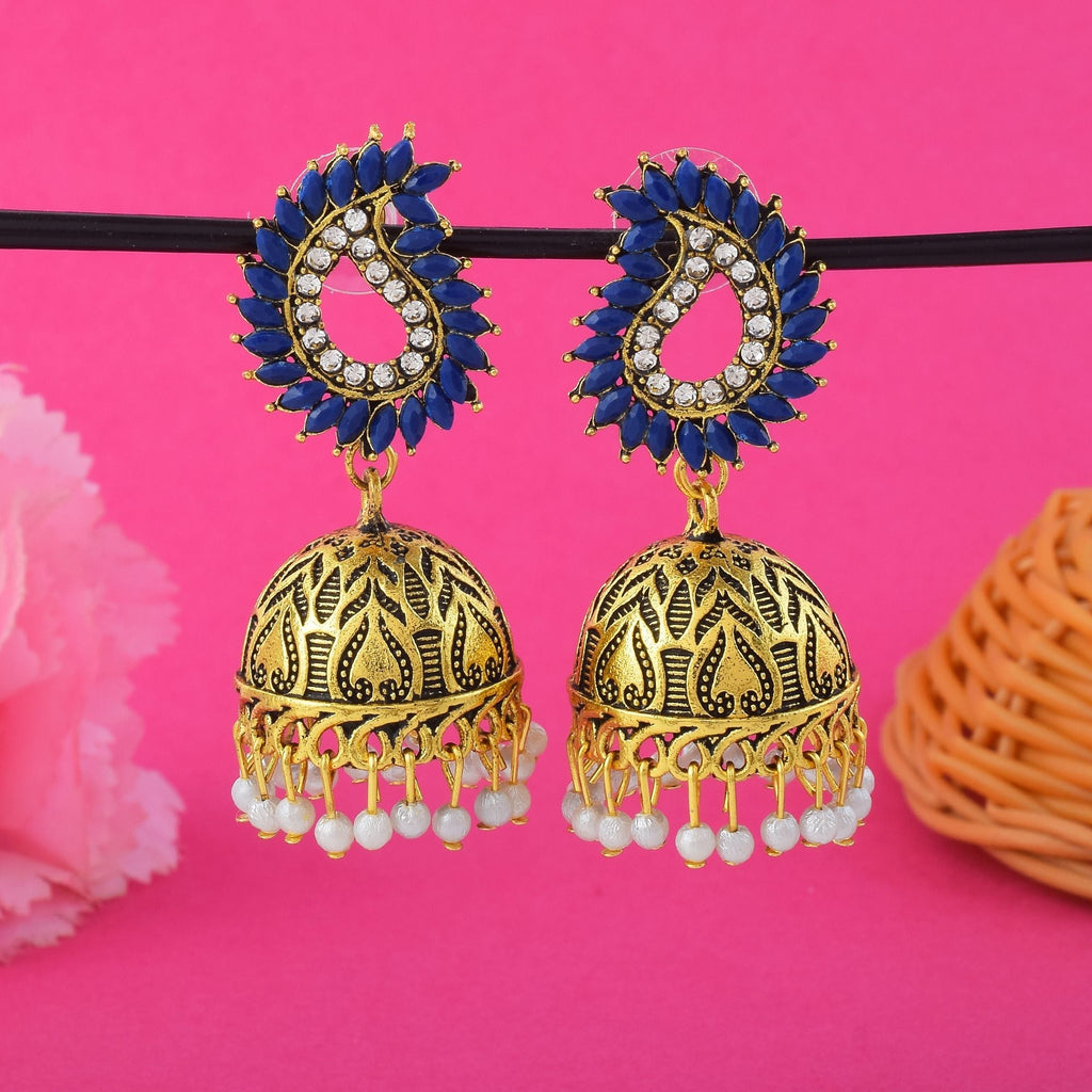 Stylish Blue Color Oxidised Earrings Crafted For Women’S Festive Wear And Traditional Indian Outfits