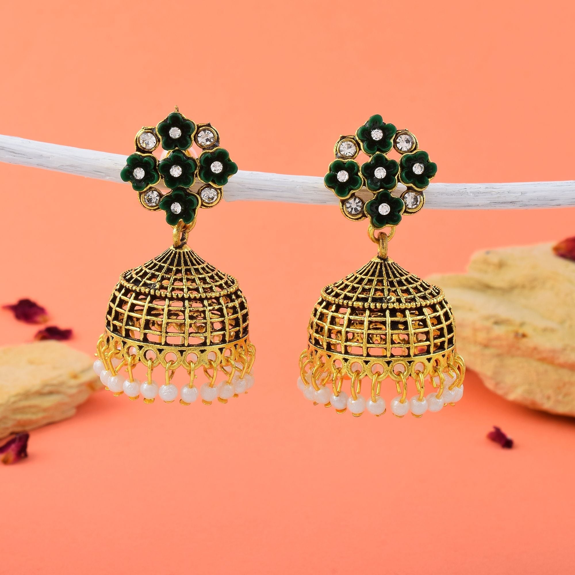 Beautiful Green Color Oxidised Earrings Crafted For Wedding Functions, Festivals, And Women’S Outfits