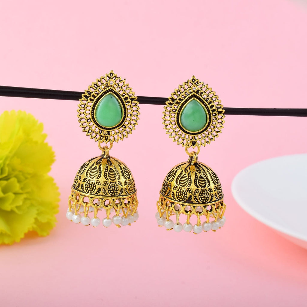 Gorgeous Light Green Color Oxidised Earrings Perfect For Women’S Wedding Fashion And Traditional Styling