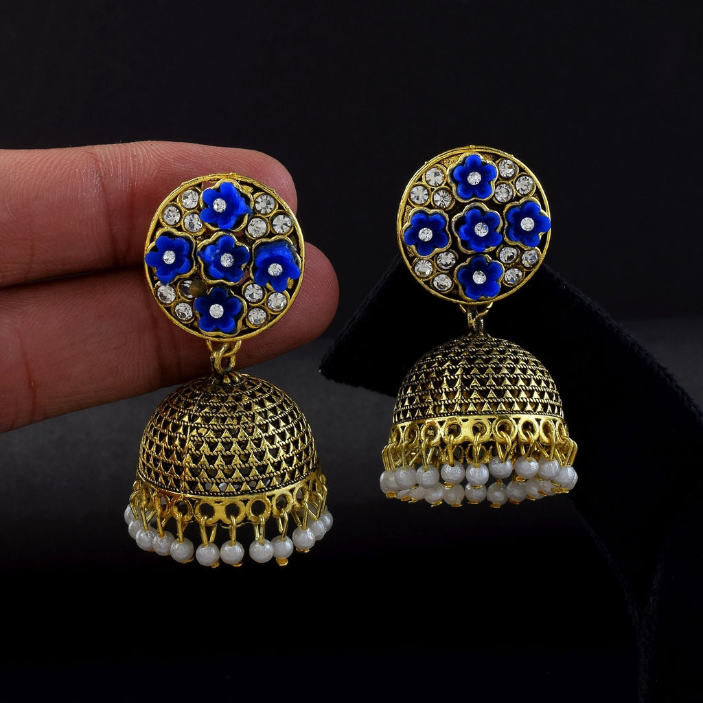 Stylish Blue Color Oxidised Earrings Perfect For Cultural Festivals, Weddings, And Party Styling Jewelry