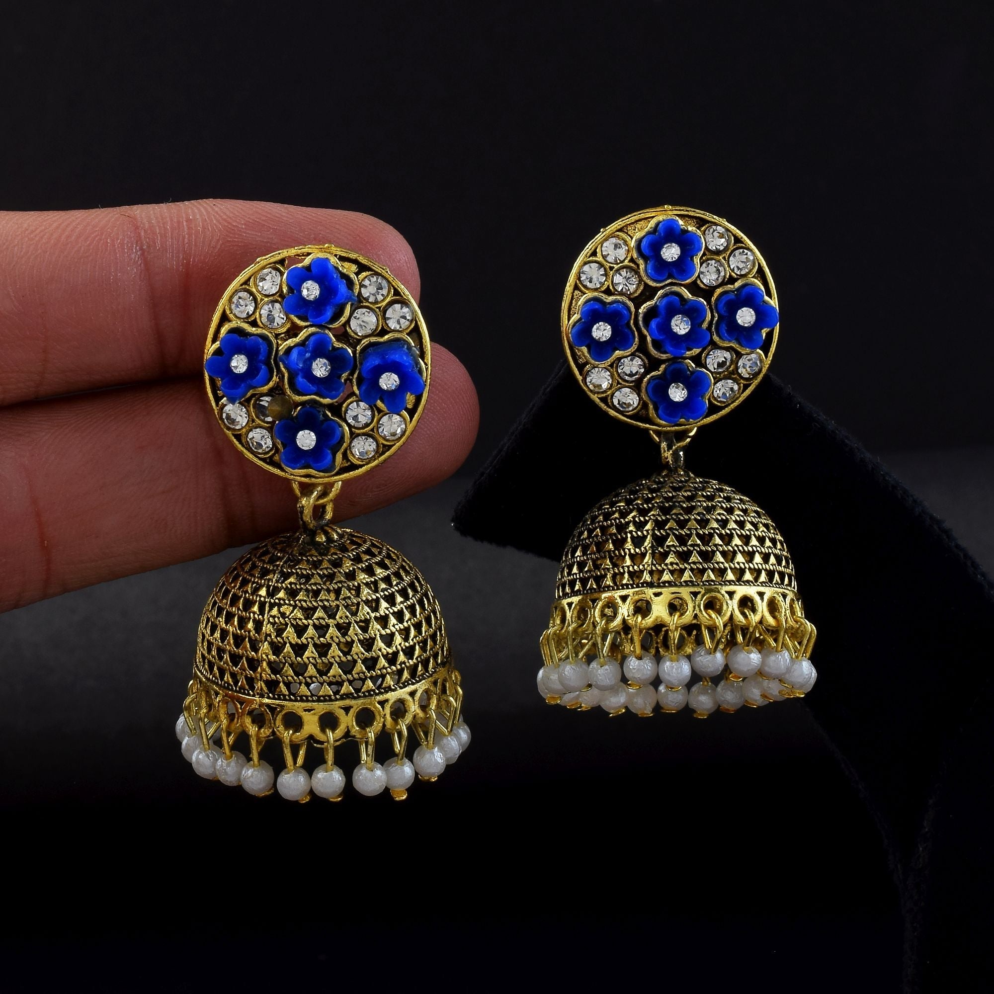 Stylish Blue Color Oxidised Earrings Perfect For Cultural Festivals, Weddings, And Party Styling Jewelry
