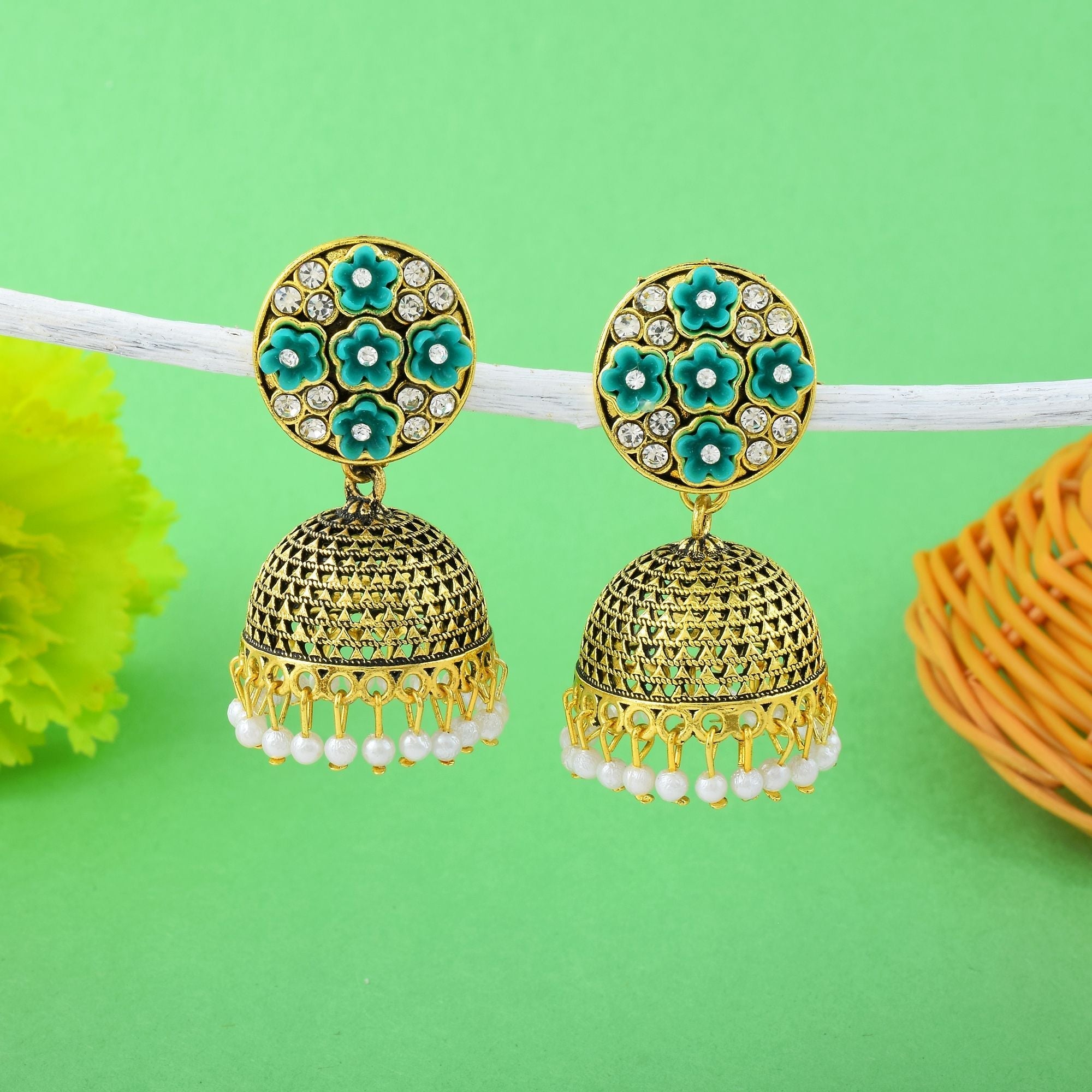 Exclusive Orange Color Oxidised Earrings Designed For Wedding Celebrations, Parties, And Ethnic Outfits