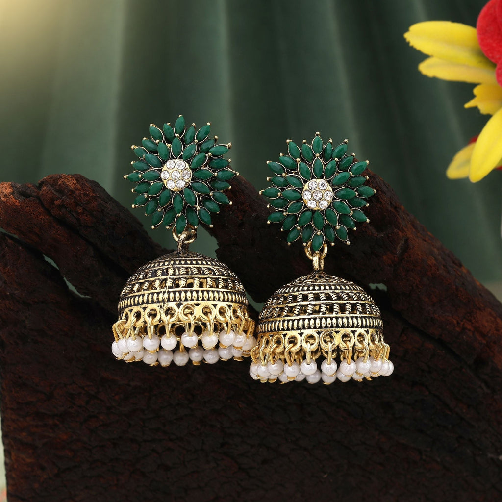 Classic Green Color Oxidised Earrings Crafted For Festivals, Ethnic Functions, And Women’S Jewelry