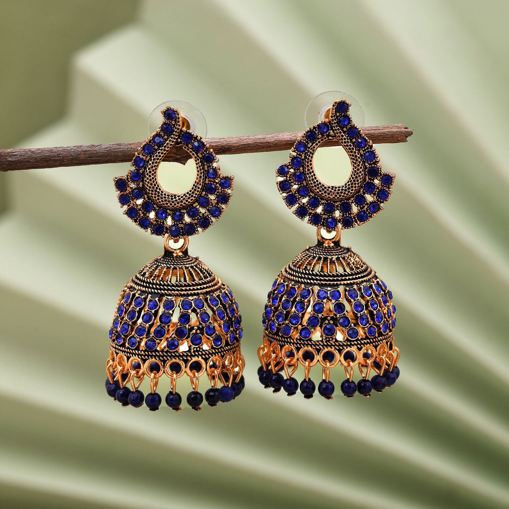 Stylish Blue Color Oxidised Earrings Crafted For Brides, Cultural Events, And Women’S Ethnic Jewelry