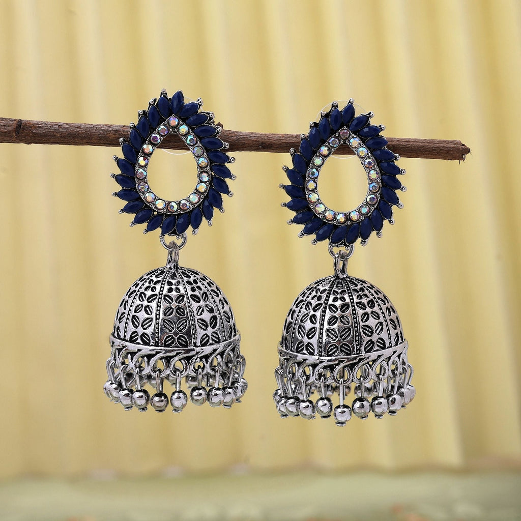 Stylish Blue Color Oxidised Earrings Crafted For Weddings, Functions, And Women’S Fashion Jewelry Styling