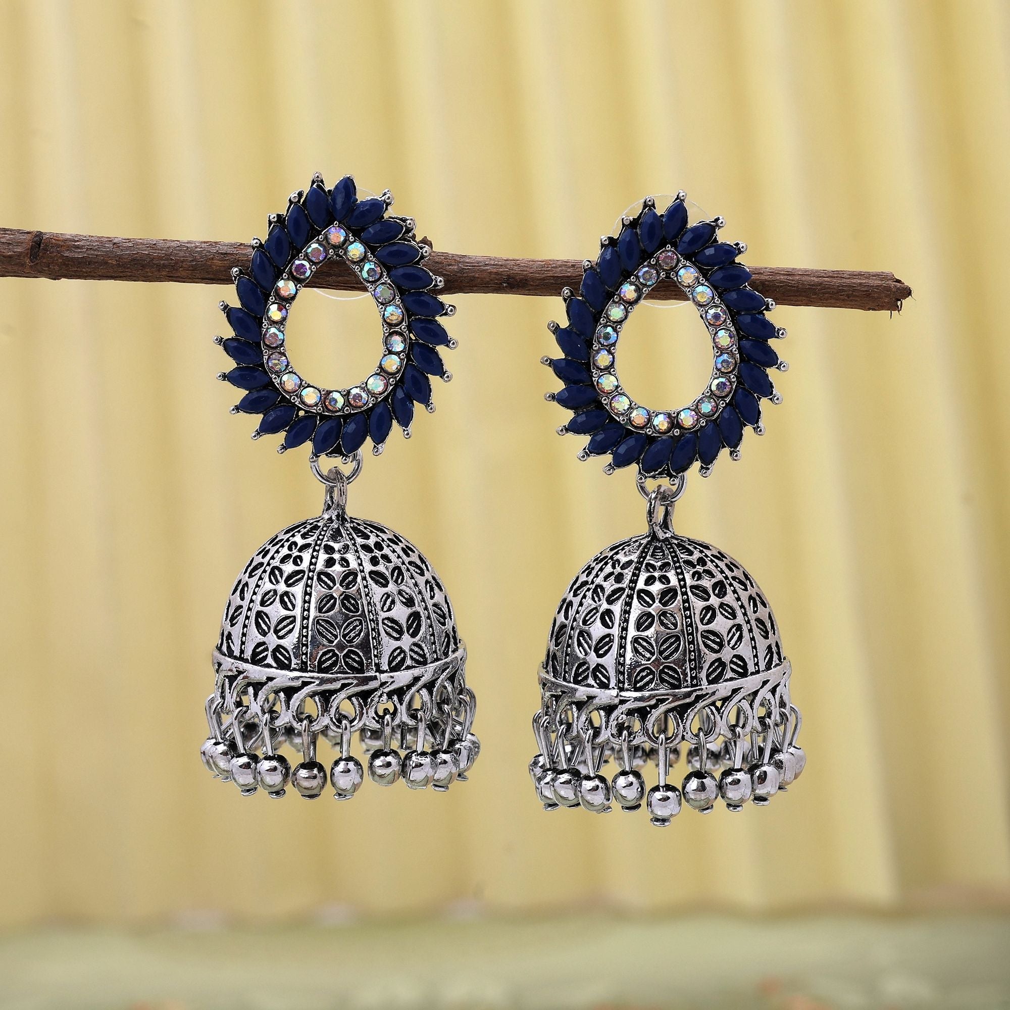 Stylish Blue Color Oxidised Earrings Crafted For Weddings, Functions, And Women’S Fashion Jewelry Styling
