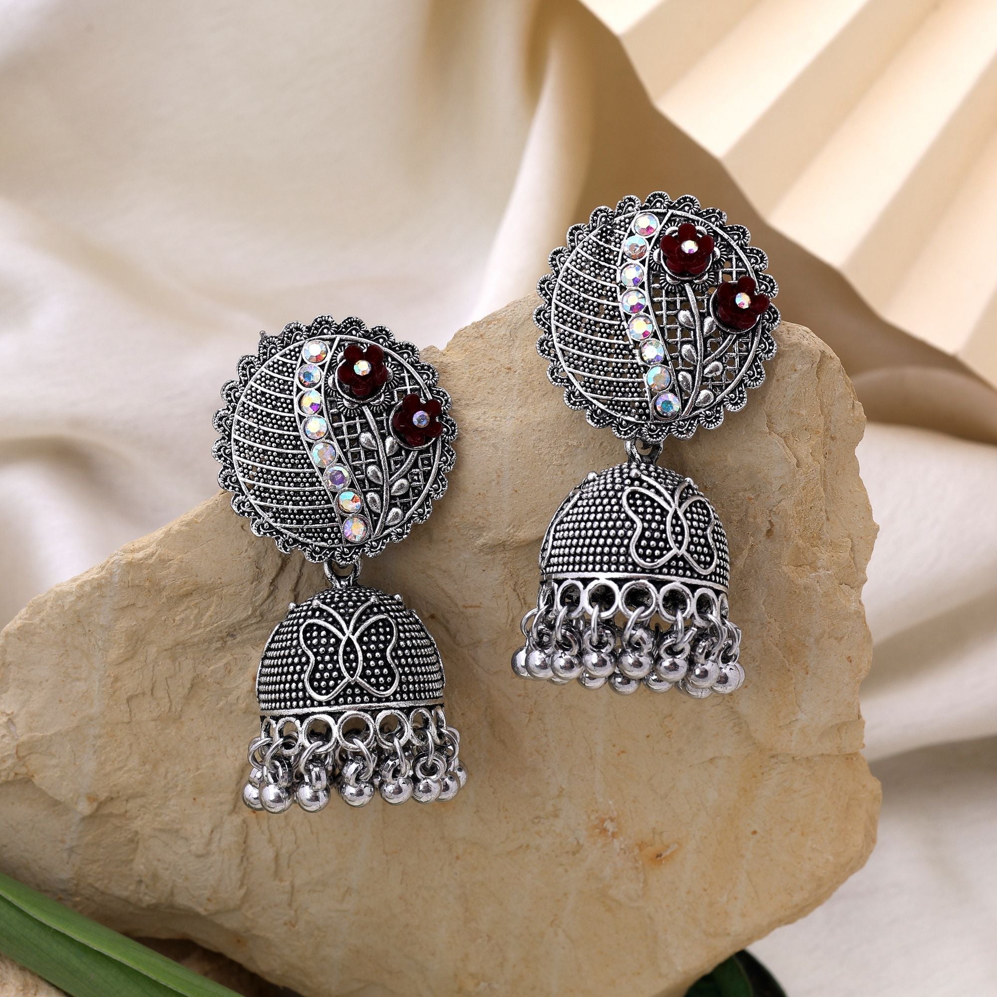 Exclusive Black Color Oxidised Earrings Designed With Detailing For Brides, Parties, And Ethnic Outfits