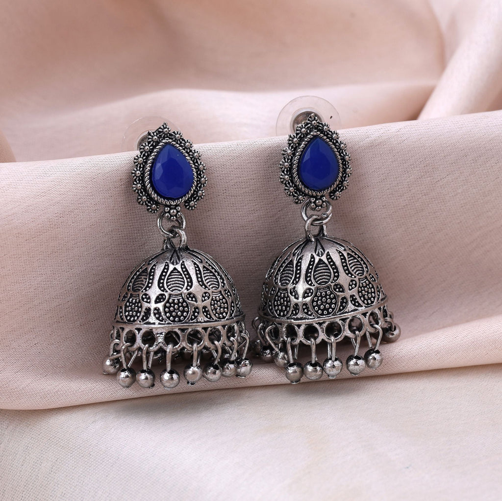 Gorgeous Blue Color Oxidised Earrings Crafted For Weddings, Cultural Functions, And Women’S Ethnic Fashion