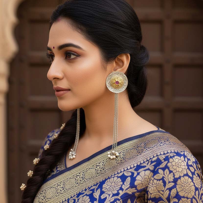 Pink Color Oxidised Earrings Crafted With Dual-Tone Finish To Enhance Elegant Cultural Outfits