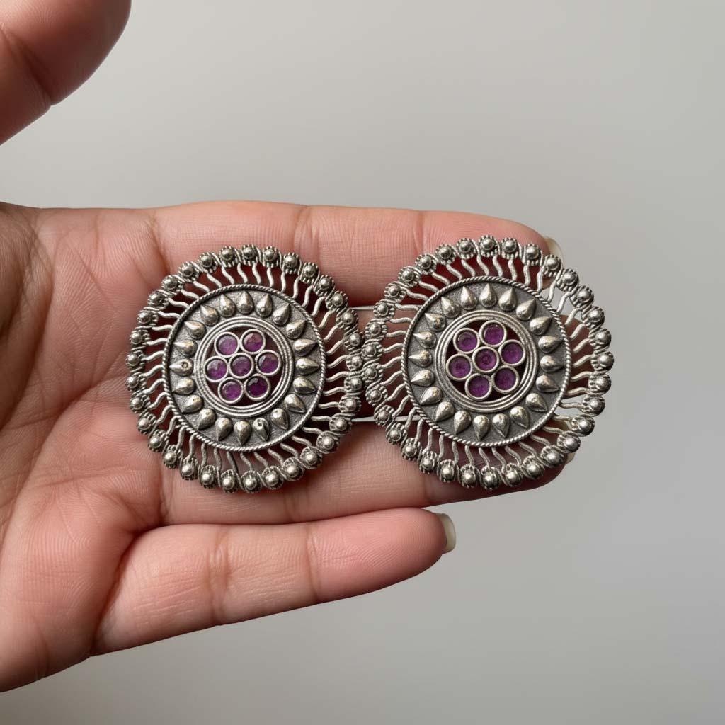 Rani Color Oxidised Earrings Delivering Bold Oxidised Texture For Vibrant Cultural Styling Needs