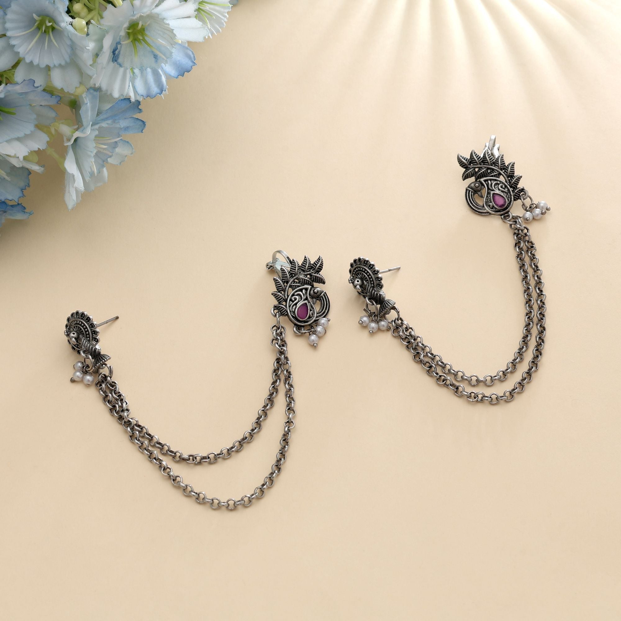 Rani Color Oxidised Ear Cuff Royal Ethnic Statement Jewelry Collection Design