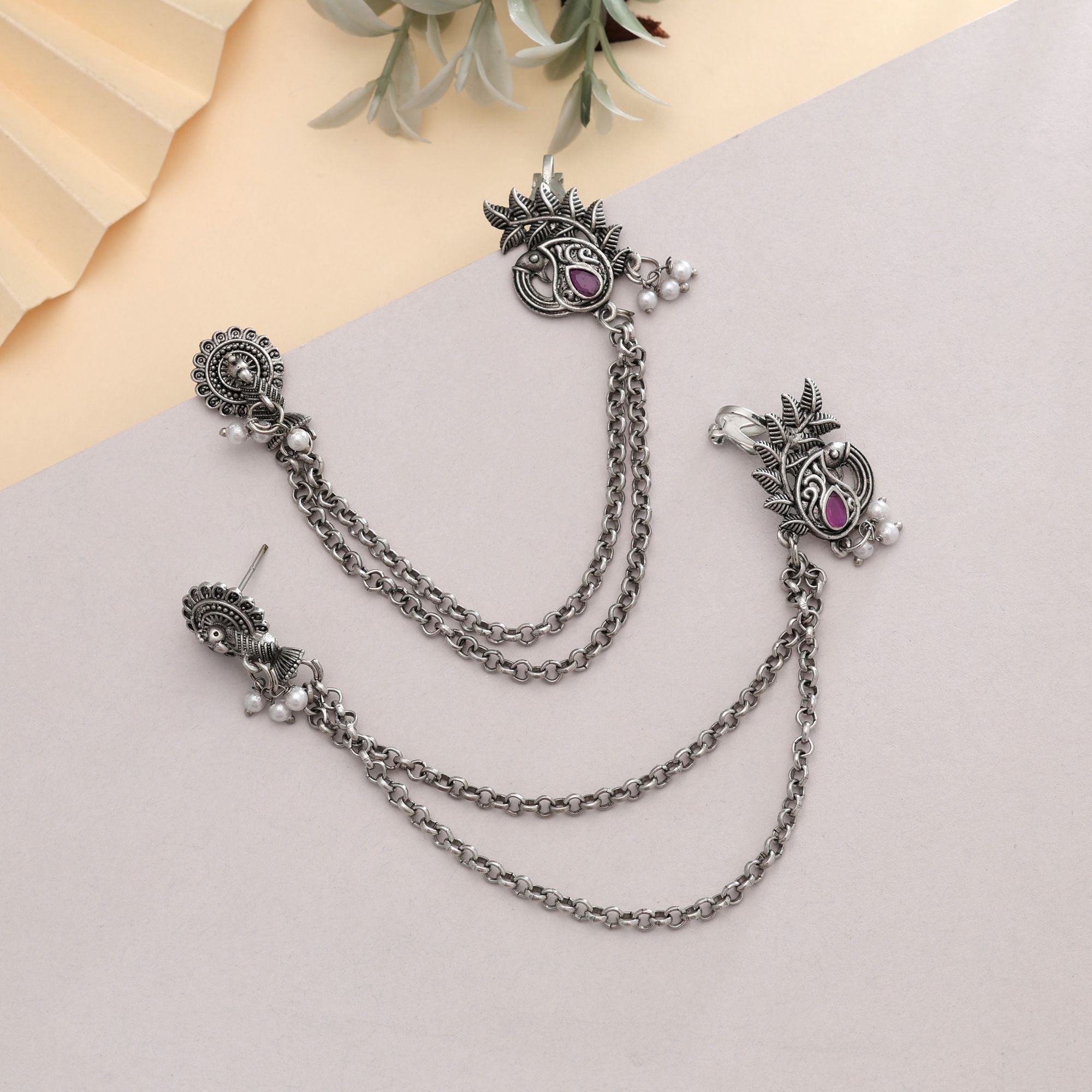 Rani Color Oxidised Ear Cuff Royal Ethnic Statement Jewelry Collection Design