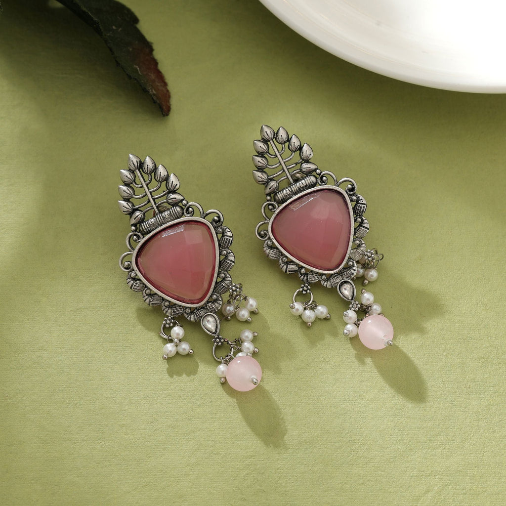 Pink Oxidised Earrings Daily Wear