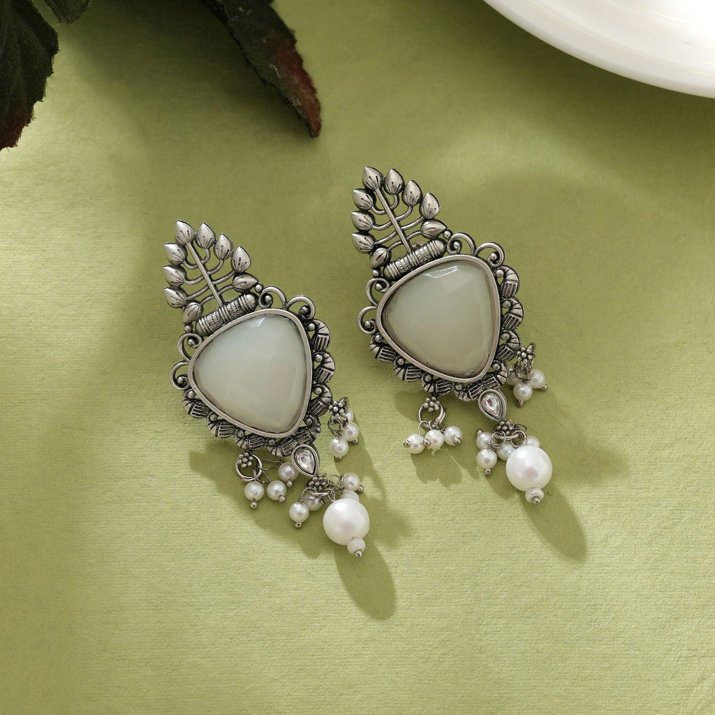 White Oxidised Earrings Minimal