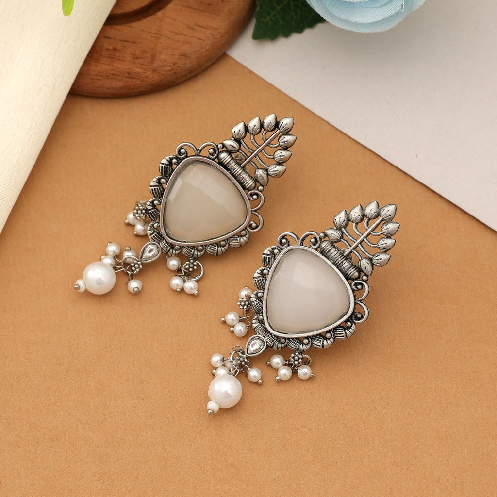 White Oxidised Earrings Minimal