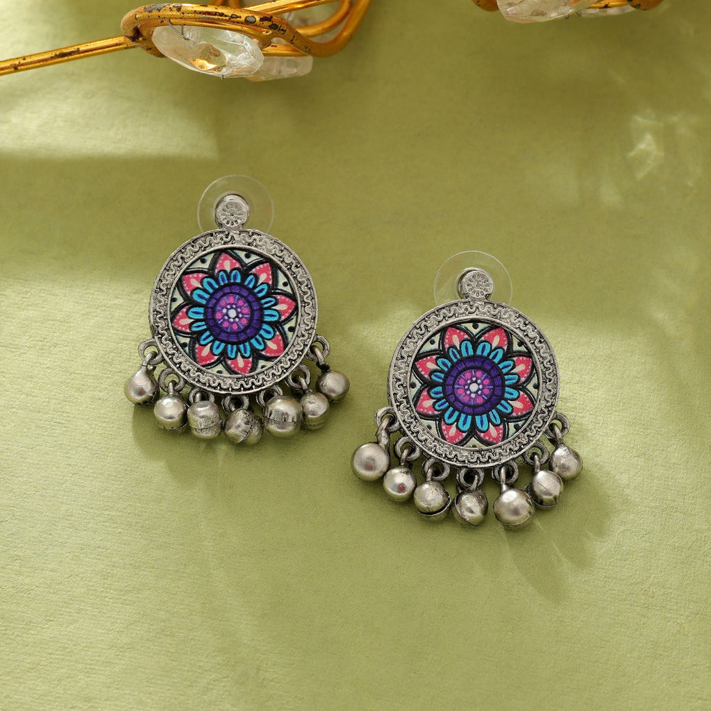 Multi Color Meena Oxidised Earrings Handmade