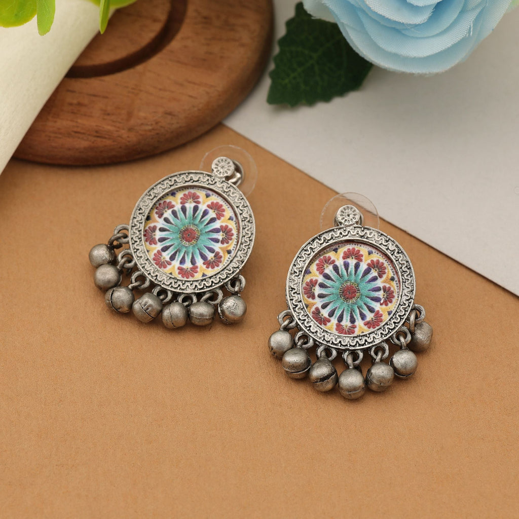 Multi Color Meena Oxidised Earrings Vintage