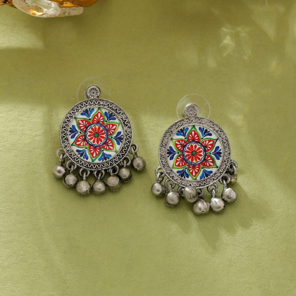 Multi Color Meena Oxidised Earrings Statement