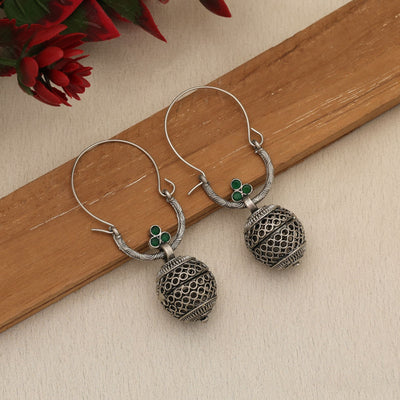 Green Oxidised Earrings Antique