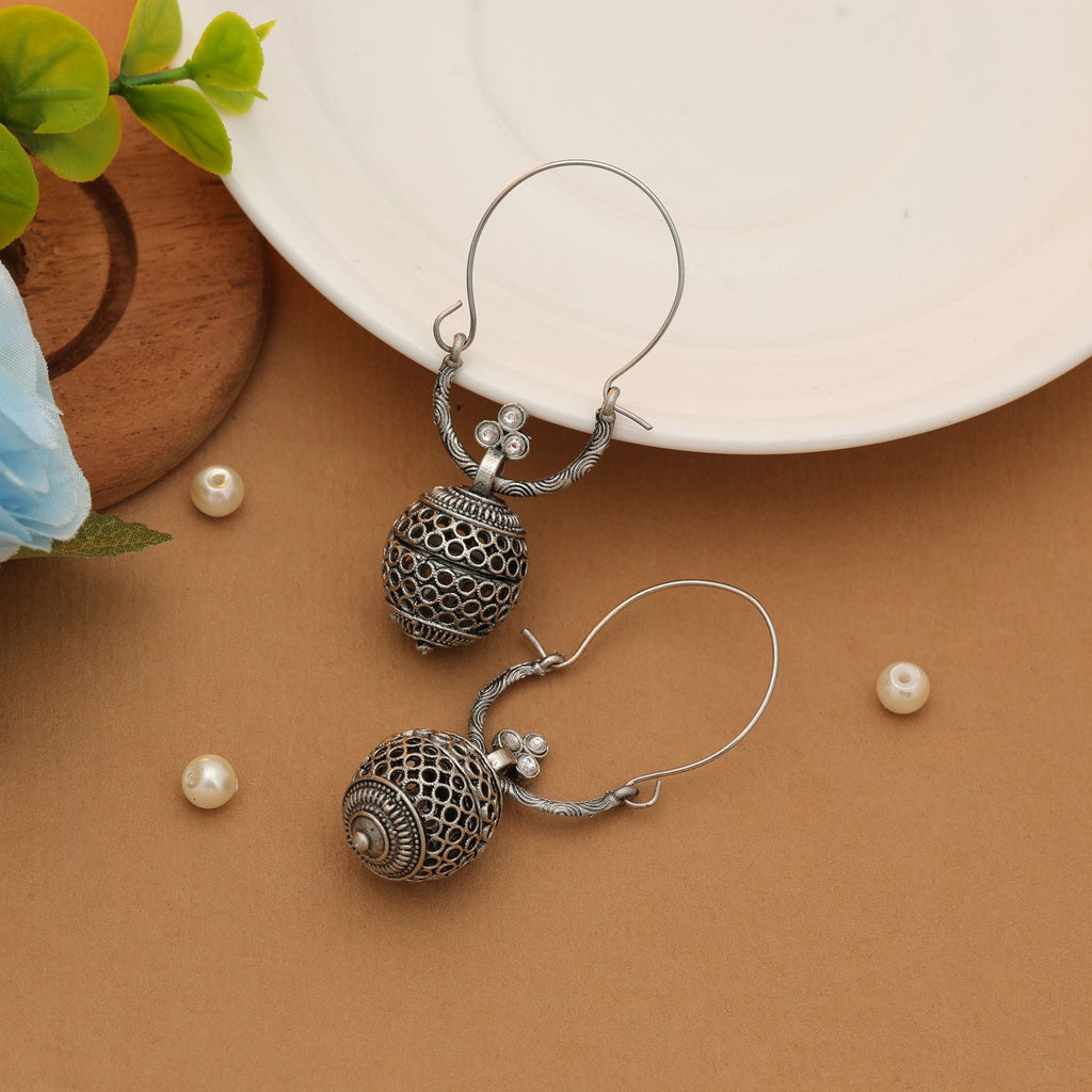 White Oxidised Earrings Daily Wear