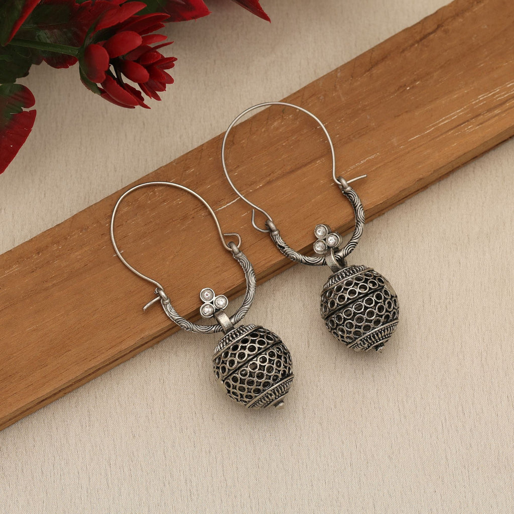 White Oxidised Earrings Daily Wear