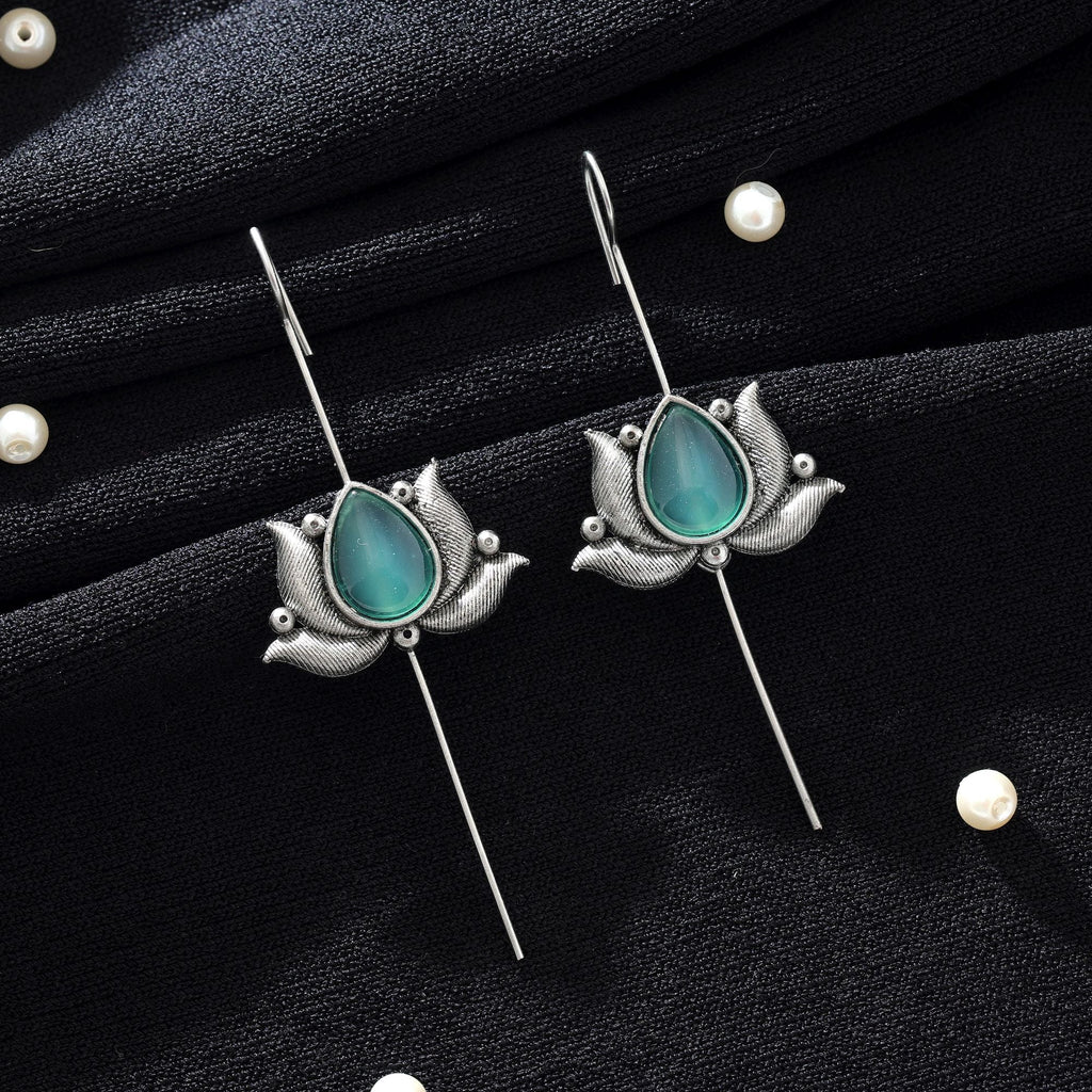 Pista Green Oxidised Ear Cuff Statement