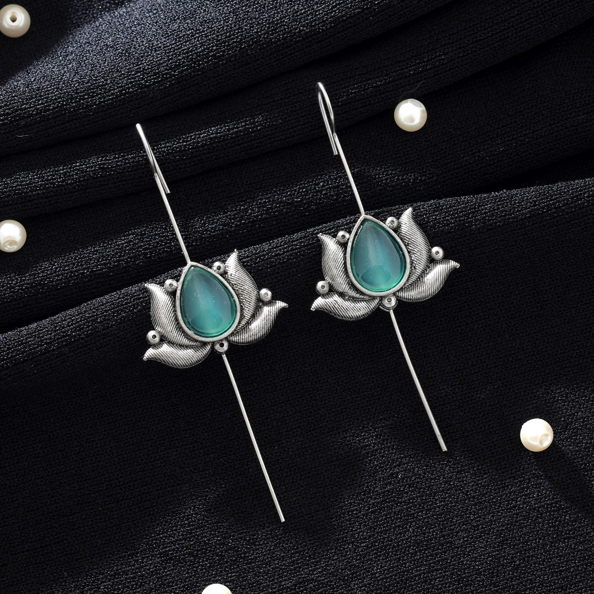 Pista Green Oxidised Ear Cuff Statement