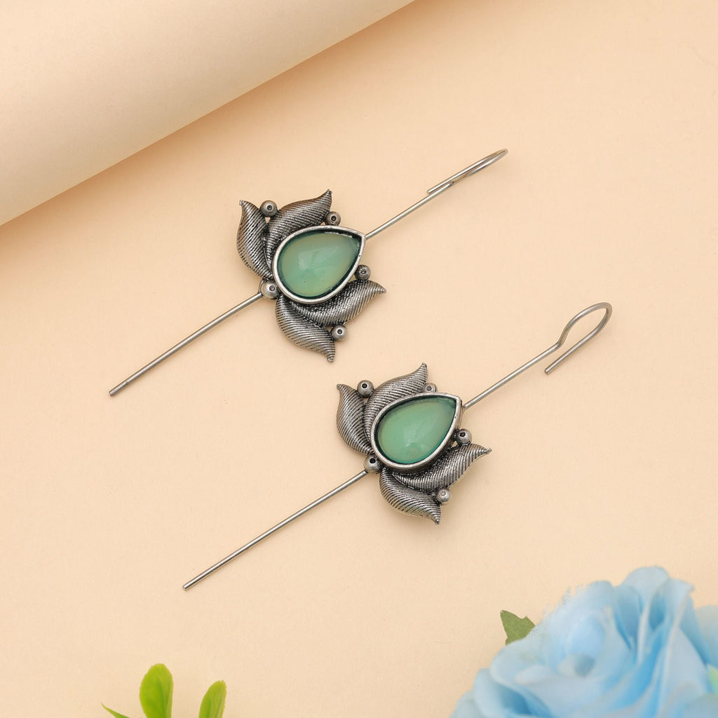Pista Green Oxidised Ear Cuff Statement