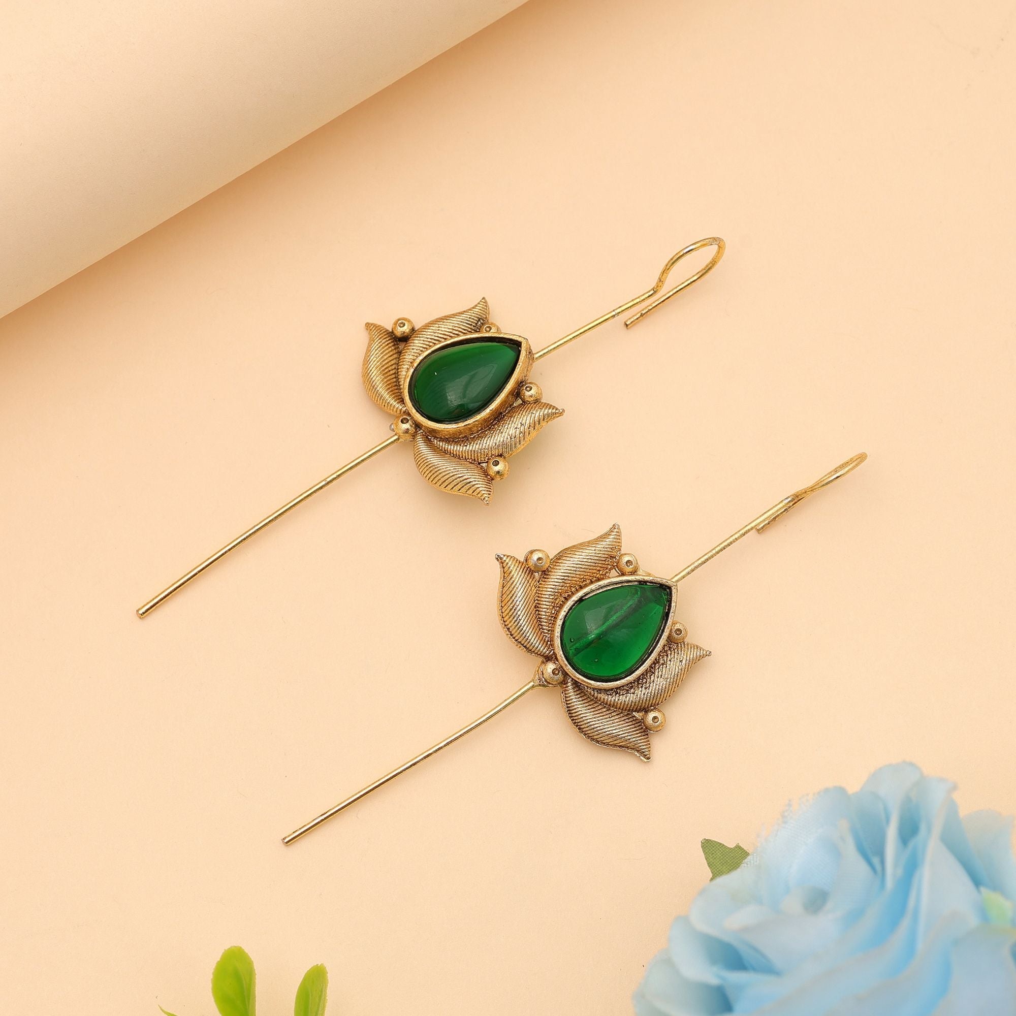 Green Oxidised Ear Cuff Designer