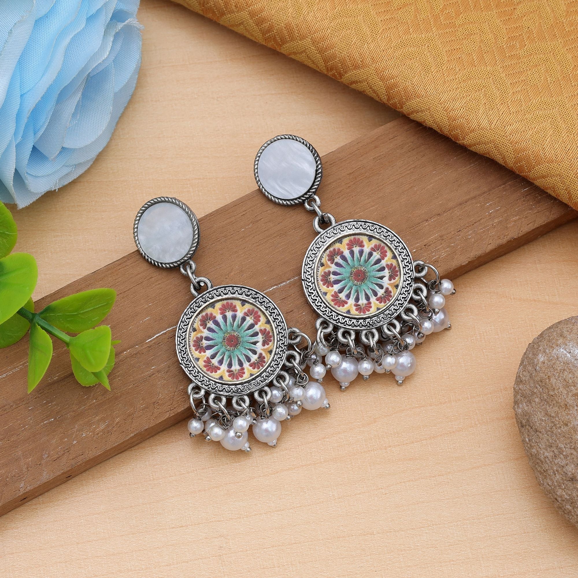 Multi Color Oxidised Earrings Ethnic