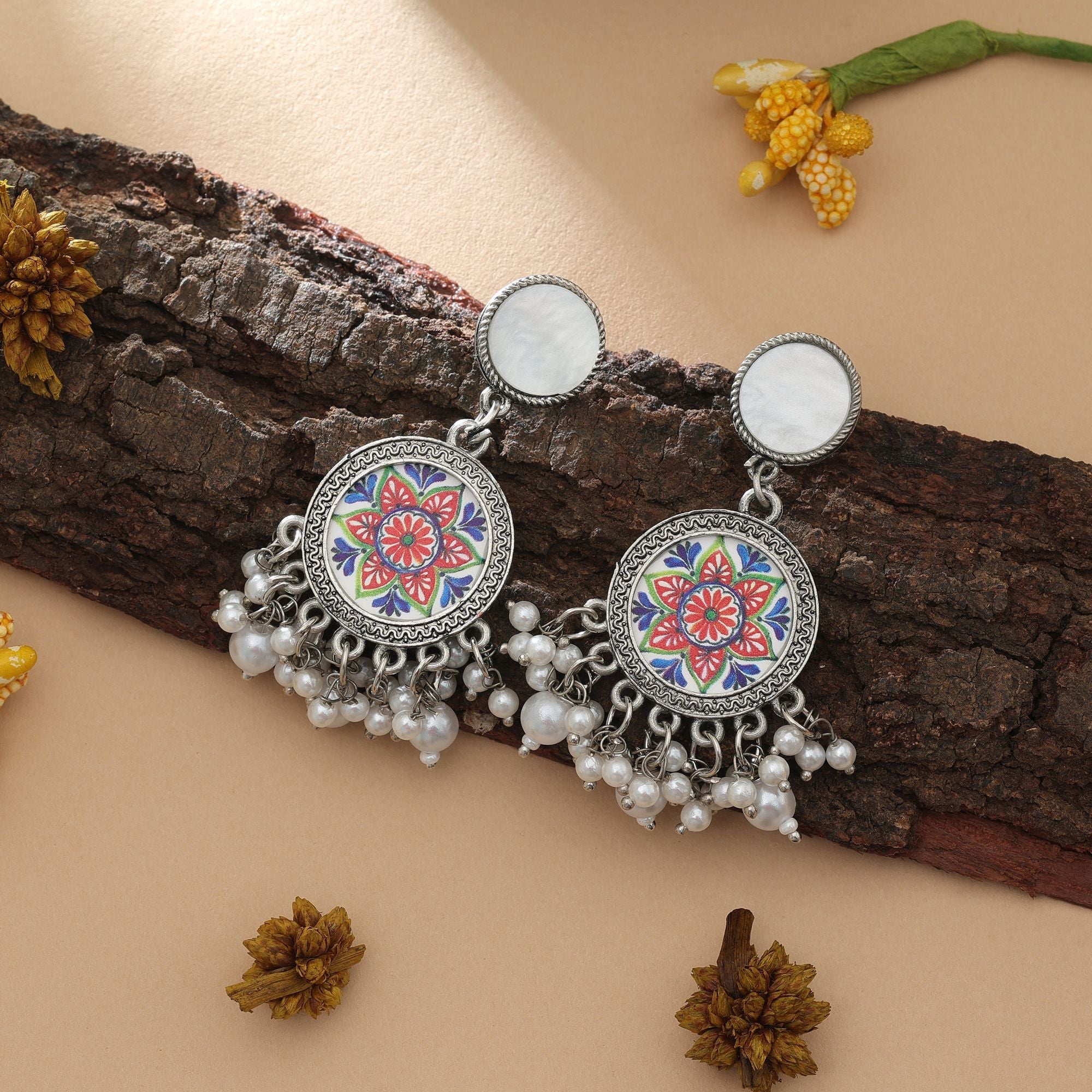 Multi Color Oxidised Earrings Festive