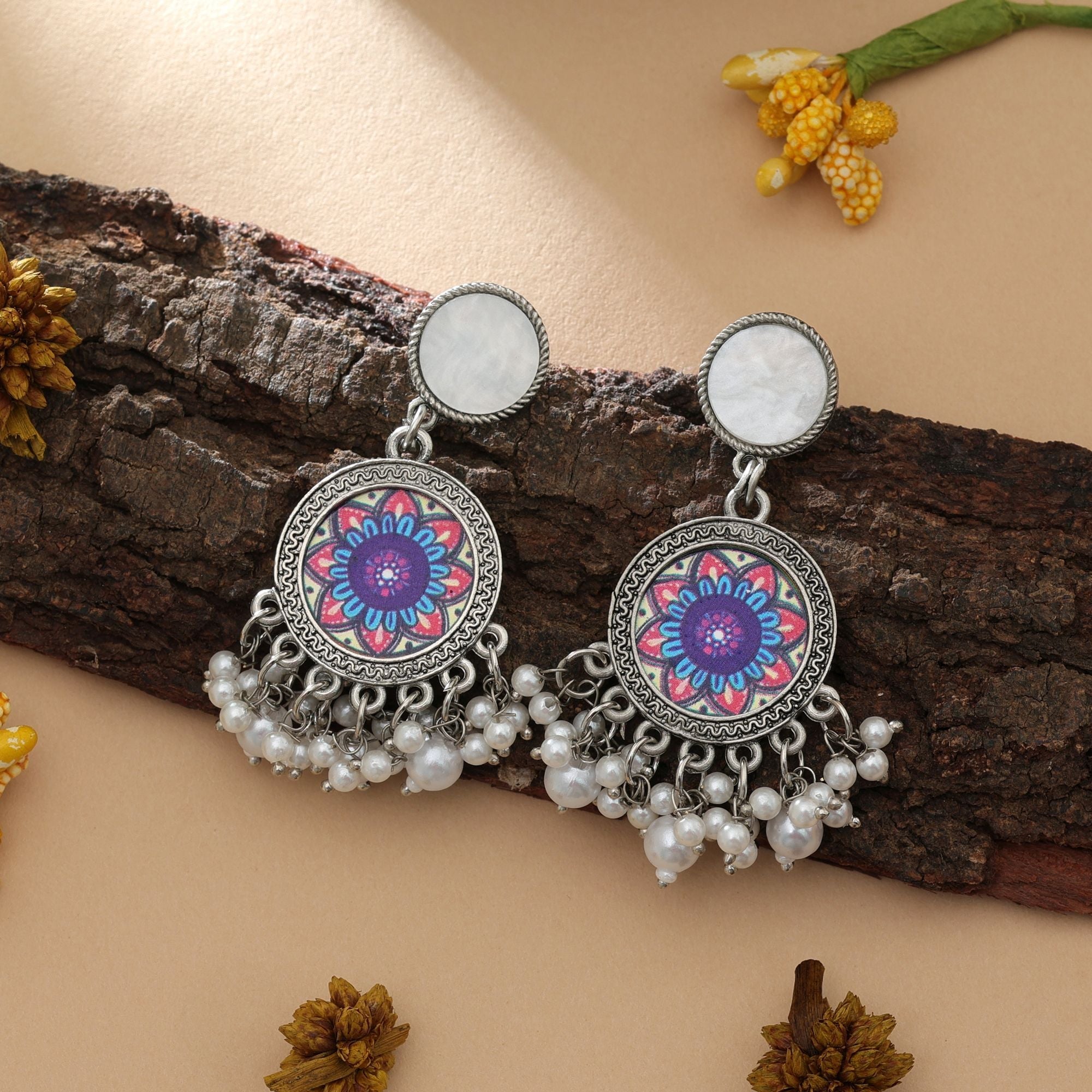 Multi Color Oxidised Earrings Vintage