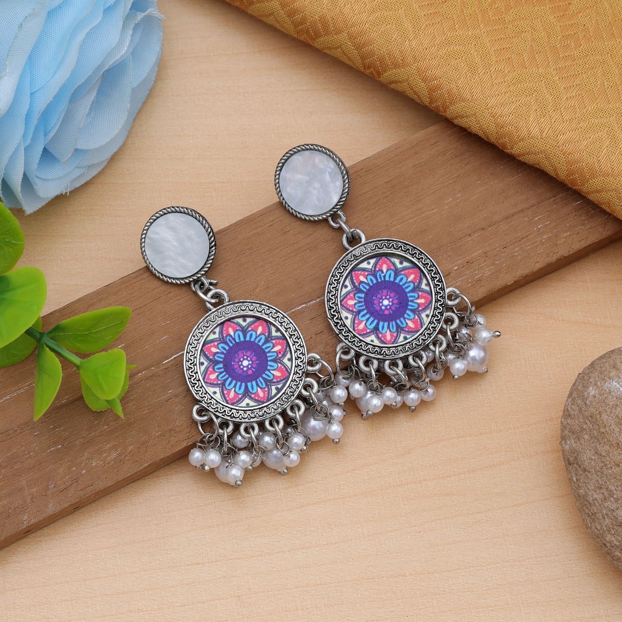 Multi Color Oxidised Earrings Vintage