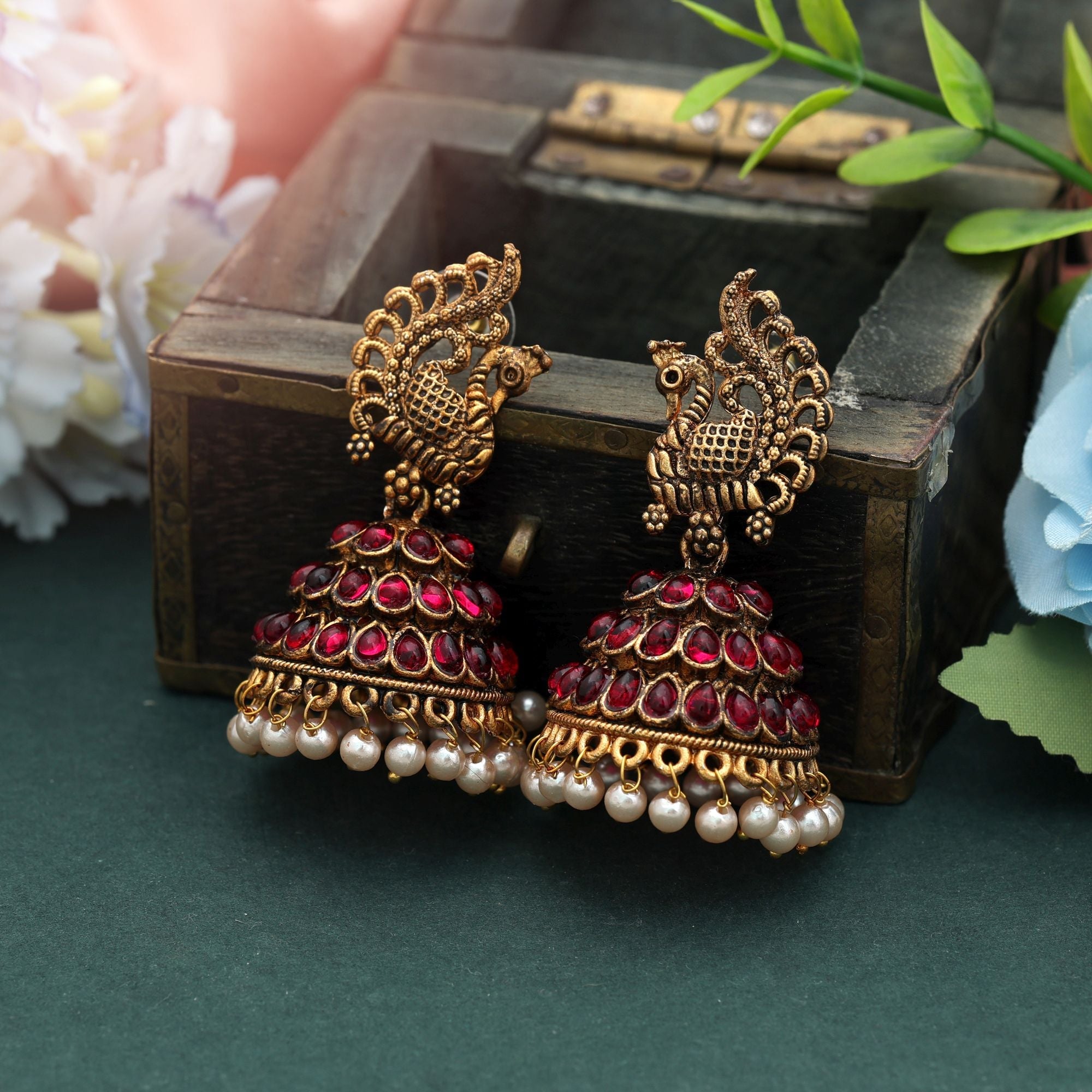 Rani Color Oxidised Earrings Festive Design