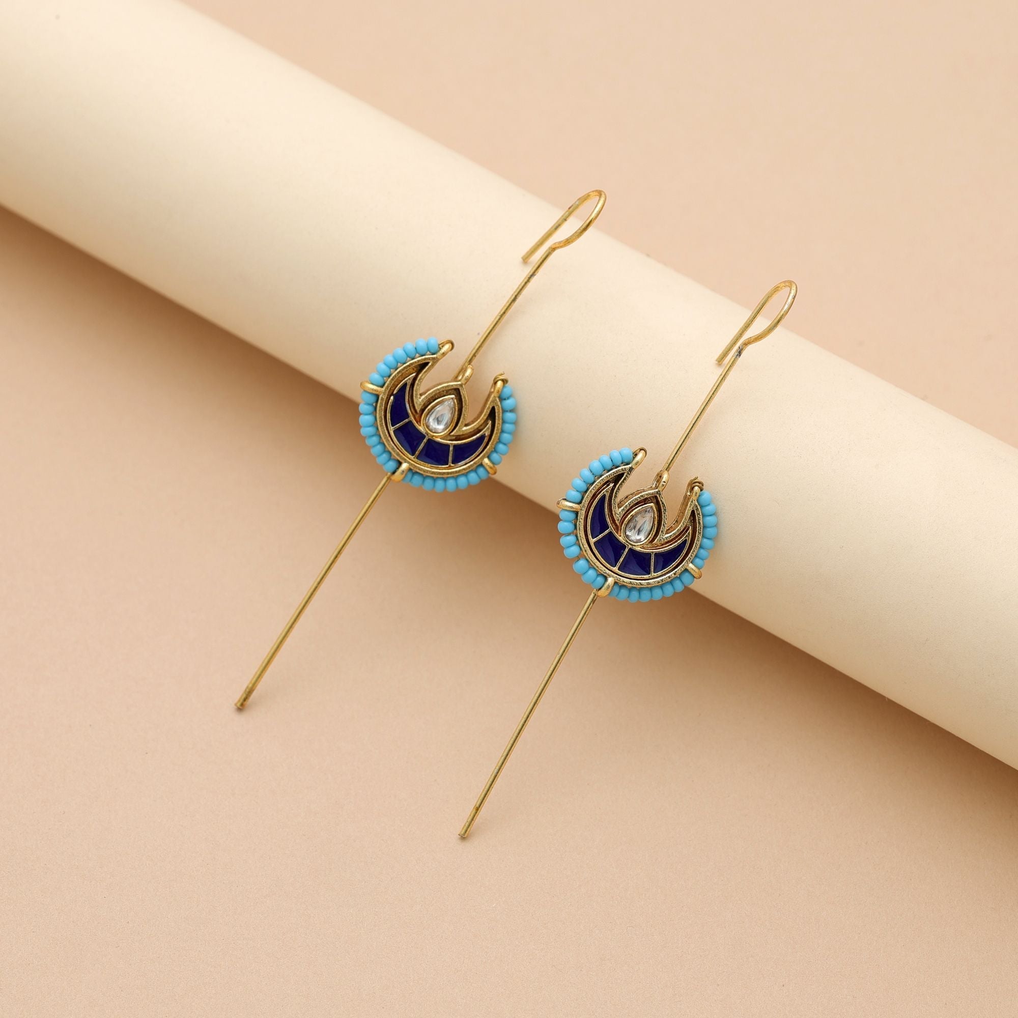 Blue Color Meena Work Oxidised Ear Cuff