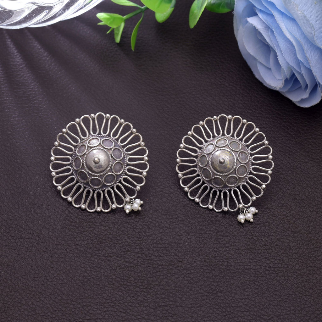 Silver Color Oxidised Earrings