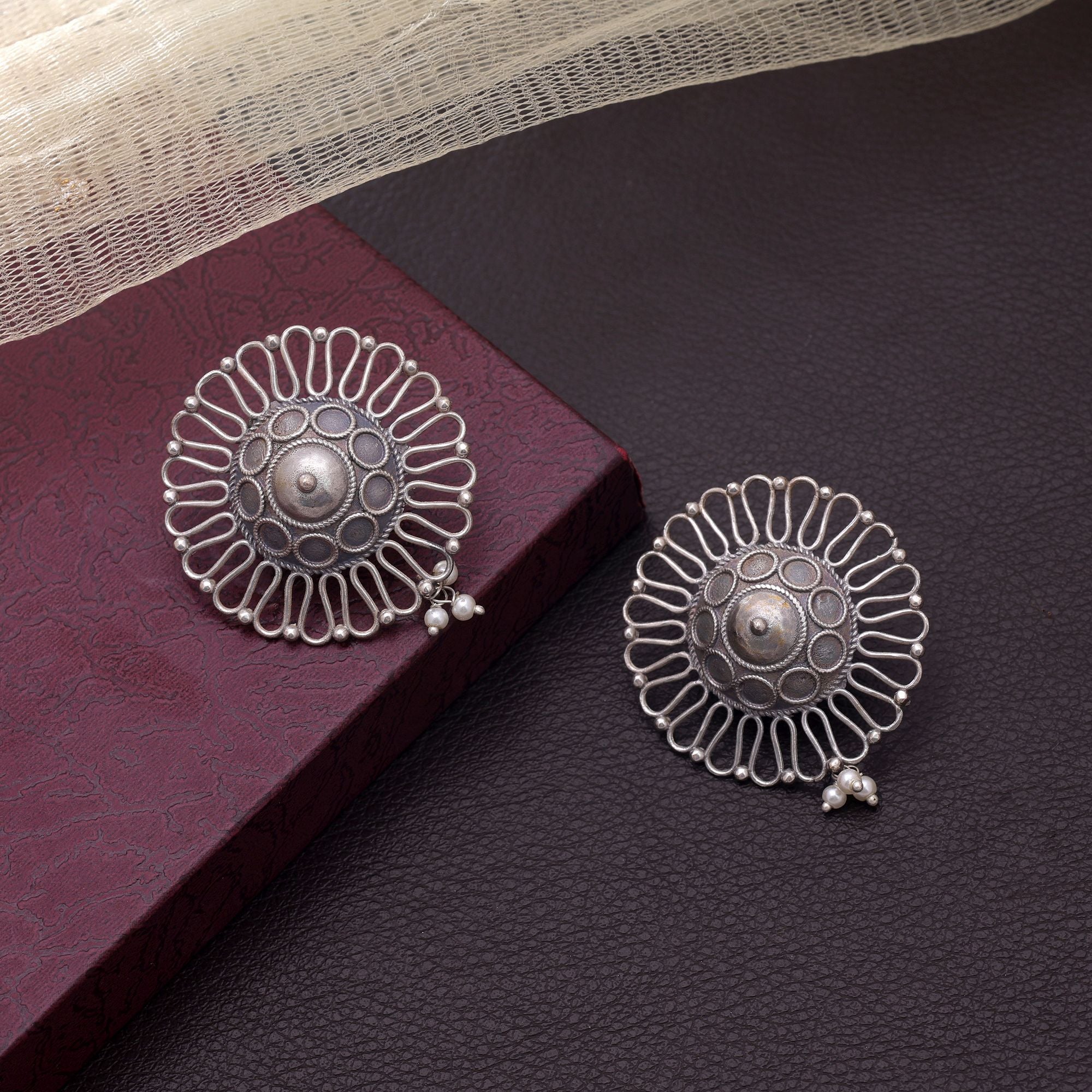 Silver Color Oxidised Earrings