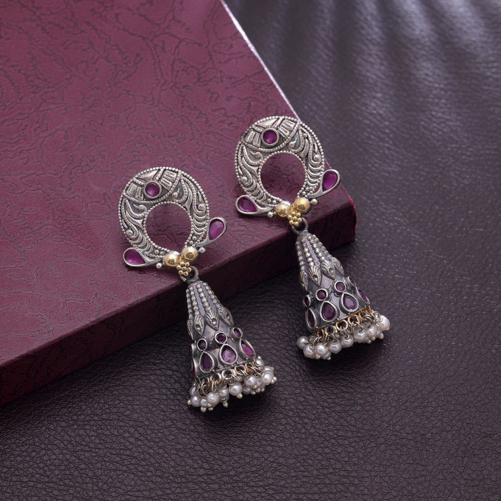 Rani Color Dual Tone Oxidised Earrings