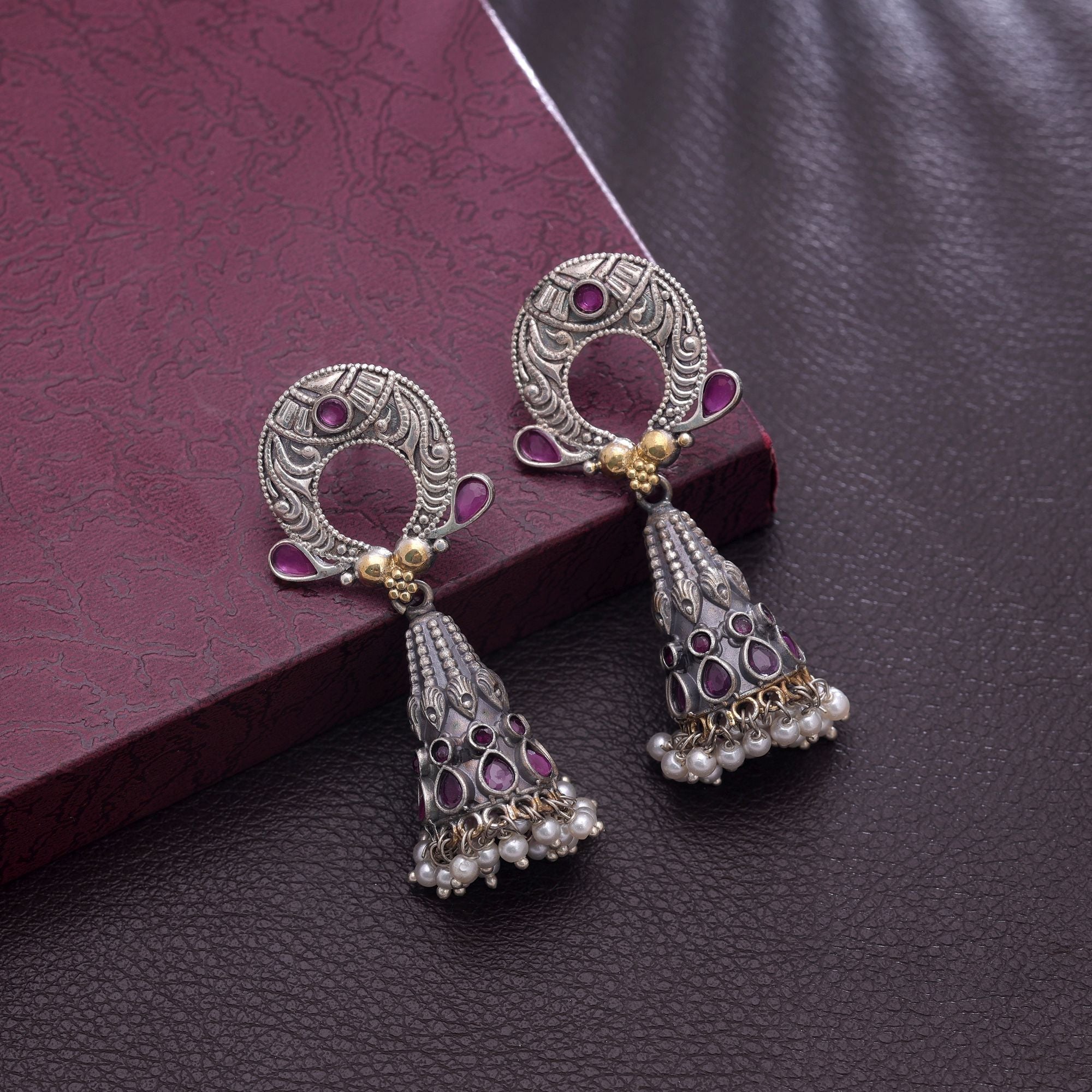 Rani Color Dual Tone Oxidised Earrings
