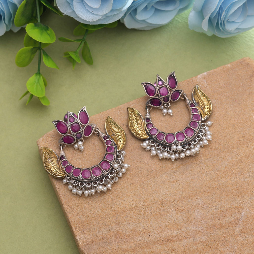 Rani Color Dual Tone Oxidised Earrings