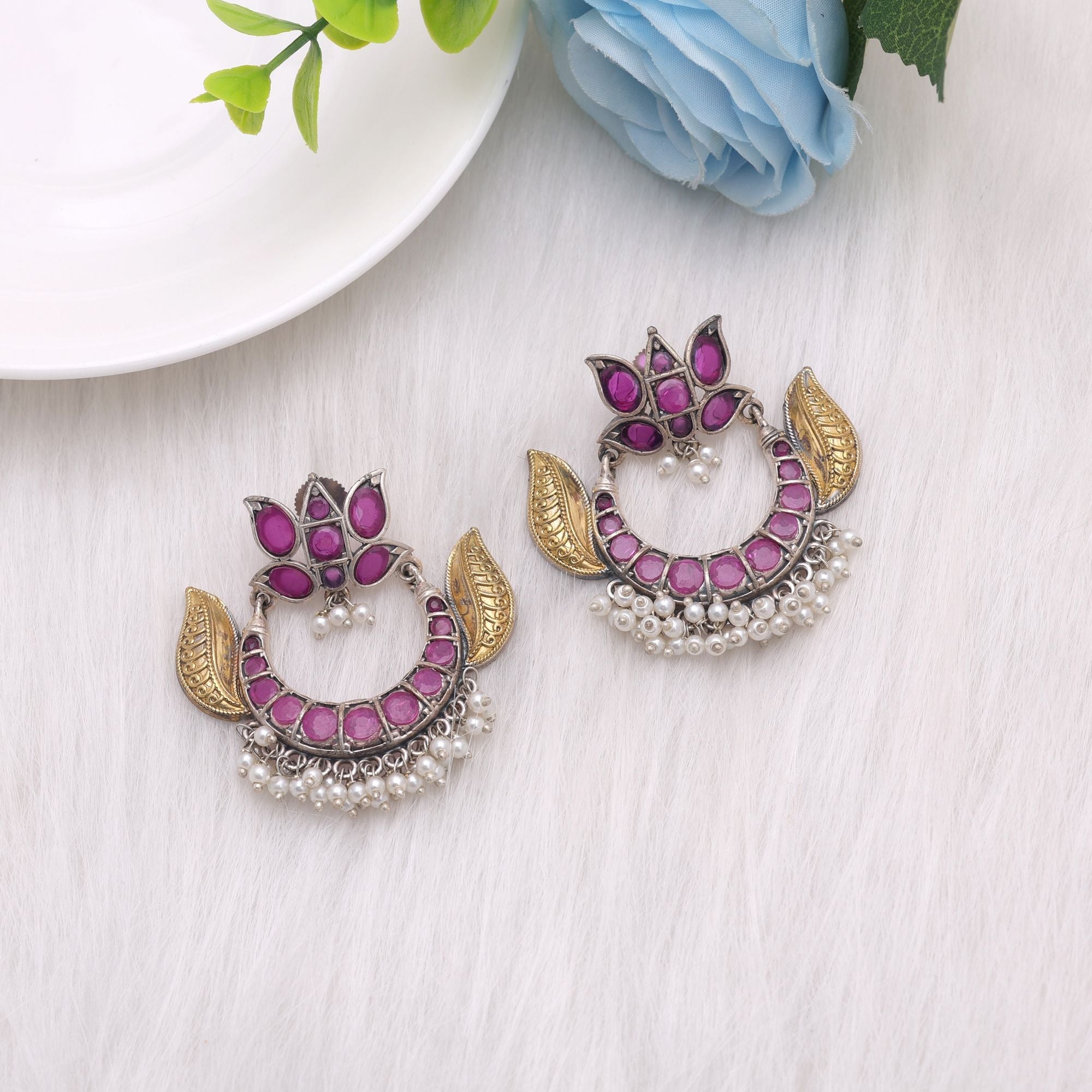 Rani Color Dual Tone Oxidised Earrings