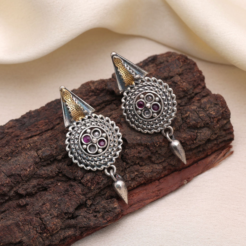Rani Color Dual Tone Oxidised Earrings