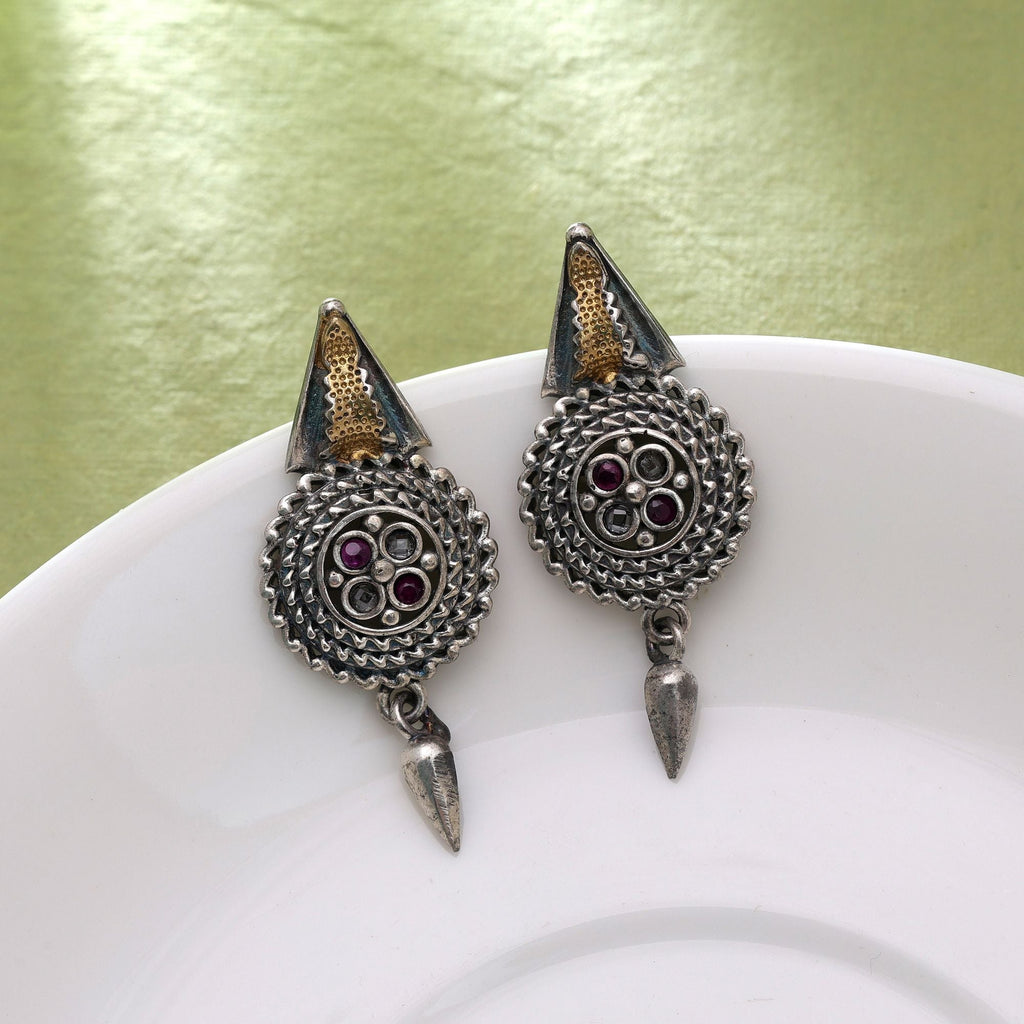 Rani Color Dual Tone Oxidised Earrings