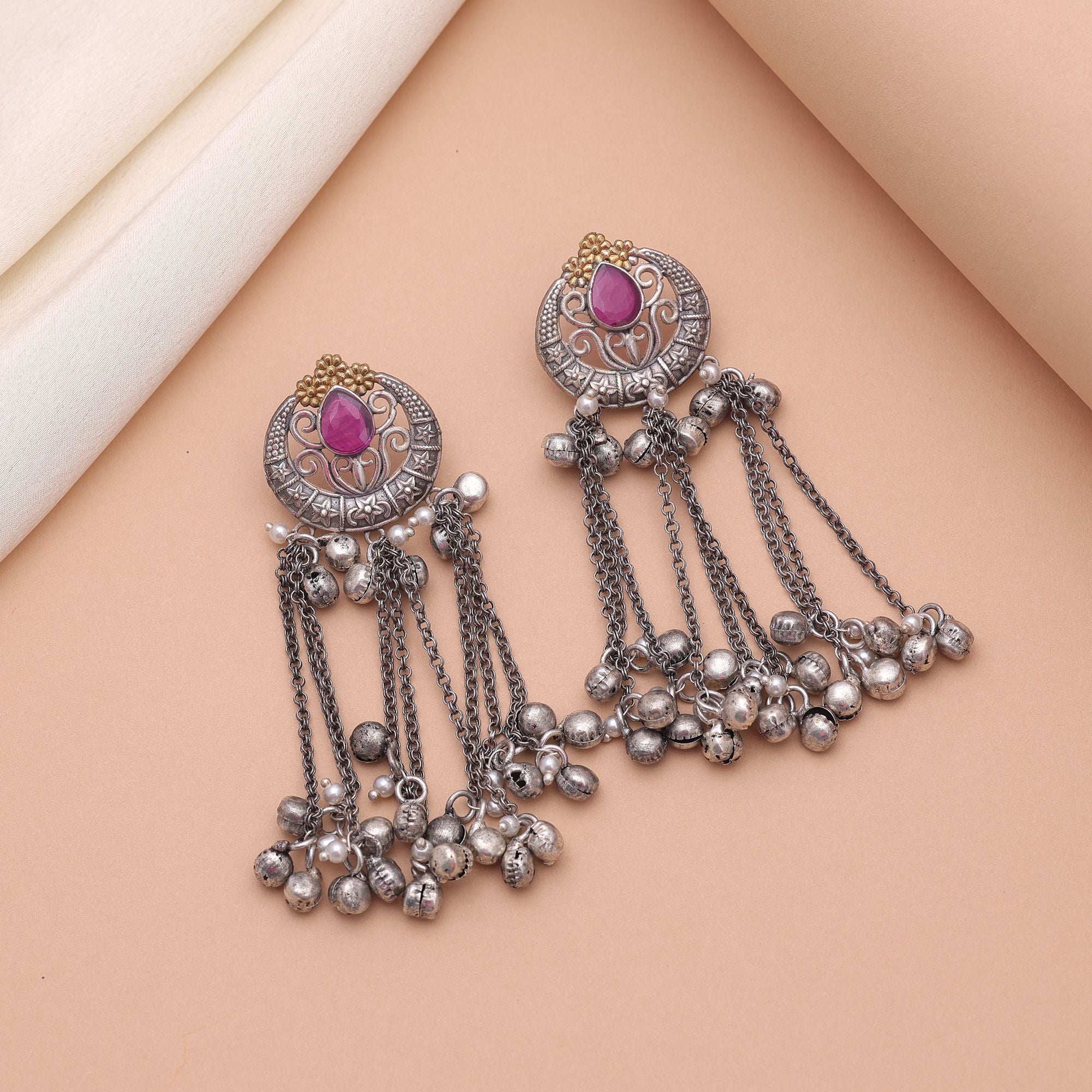 Rani Color Dual Tone Oxidised Earrings